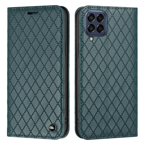 

For Samsung Galaxy M33 5G S11 RFID Diamond Lattice Flip Leather Phone Case(Green)