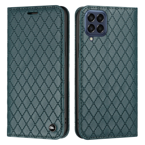 

For Samsung Galaxy M53 5G S11 RFID Diamond Lattice Flip Leather Phone Case(Green)
