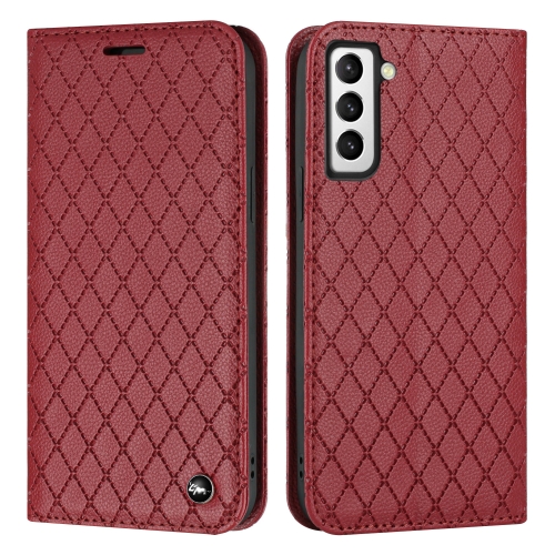 

For Samsung Galaxy S21 FE 5G S11 RFID Diamond Lattice Flip Leather Phone Case(Red)