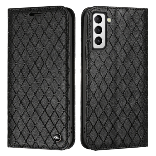 

For Samsung Galaxy S21 FE 5G S11 RFID Diamond Lattice Flip Leather Phone Case(Black)