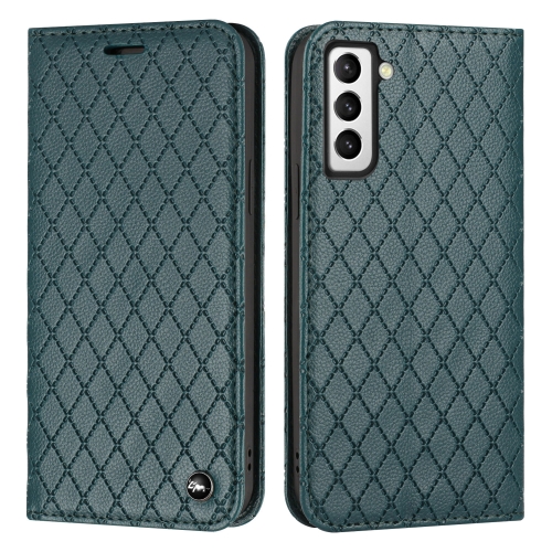 

For Samsung Galaxy S21 Plus 5G S11 RFID Diamond Lattice Flip Leather Phone Case(Green)
