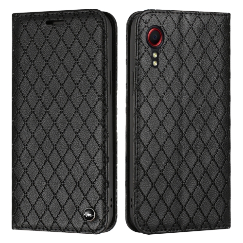 

For Samsung Galaxy Xcover 5 S11 RFID Diamond Lattice Flip Leather Phone Case(Black)