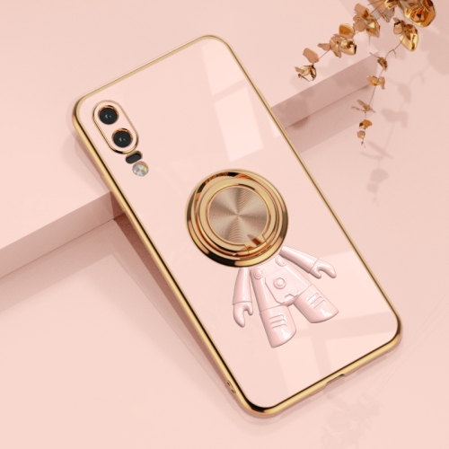 

For Huawei P20 6D Plating Astronaut Ring Kickstand Phone Case(Light Pink)