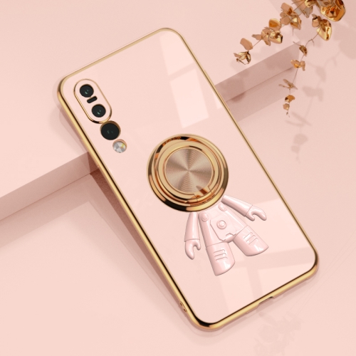 

For Huawei P20 Pro 6D Plating Astronaut Ring Kickstand Phone Case(Light Pink)