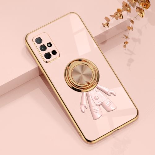 

For Honor 30S 6D Plating Astronaut Ring Kickstand Phone Case(Light Pink)