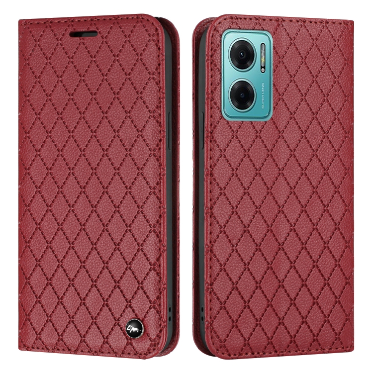

For Xiaomi Redmi 10 5G / Note 11E S11 RFID Diamond Lattice Flip Leather Phone Case(Red)