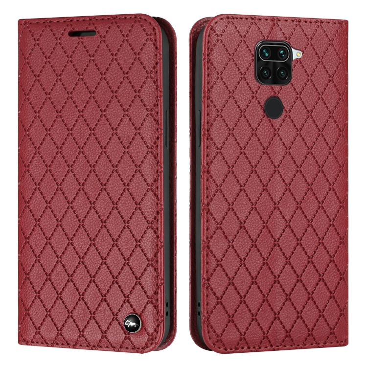 

For Xiaomi Redmi Note 9 S11 RFID Diamond Lattice Flip Leather Phone Case(Red)