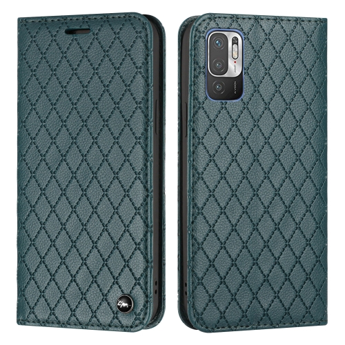 

For Xiaomi Redmi Note 10 5G / Note 10T 5G S11 RFID Diamond Lattice Flip Leather Phone Case(Green)