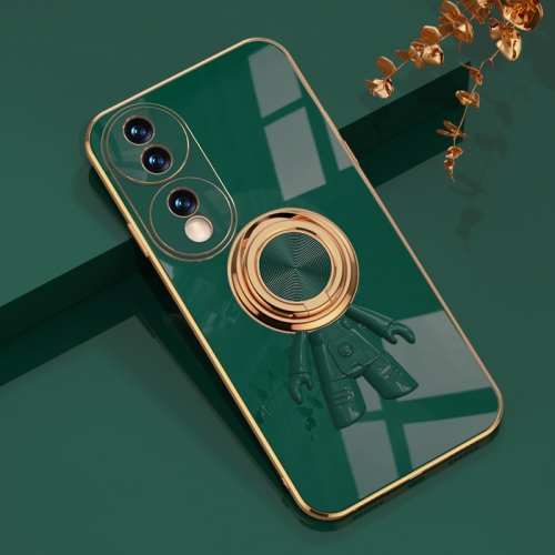 

For Honor 70 6D Plating Astronaut Ring Kickstand Phone Case(Night Green)
