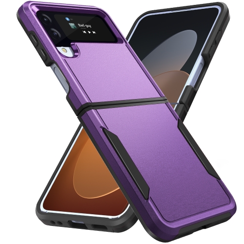 

For Samsung Galaxy Z Flip4 Pioneer Armor Heavy Duty PC + TPU Phone Case(Purple Black)