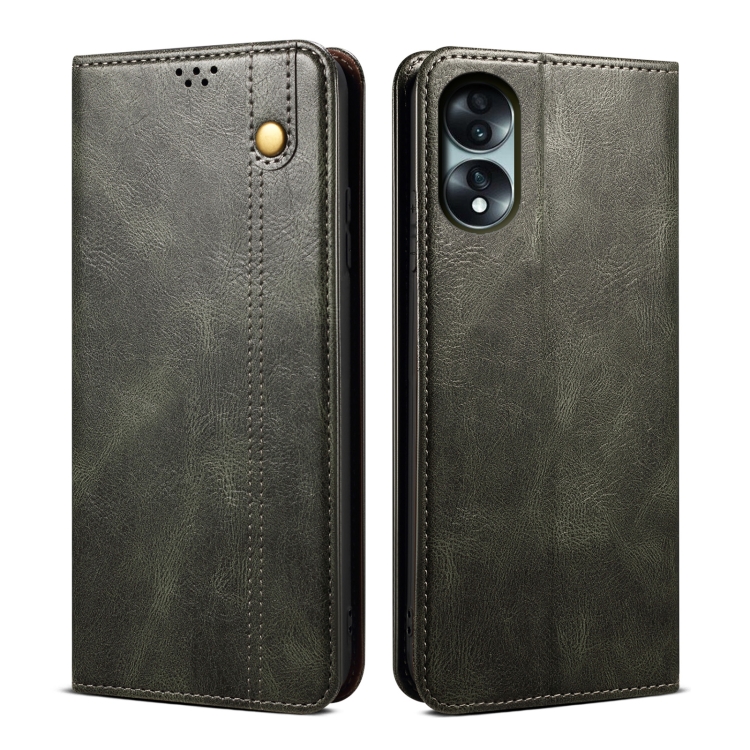 

For Honor 70 Oil Wax Crazy Horse Texture Leather Phone Case(Green)