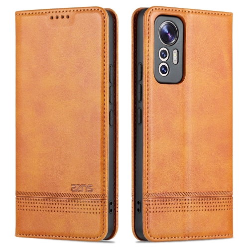 For Xiaomi 12 Lite AZNS Magnetic Calf Texture Leather Phone Case(Light Brown)