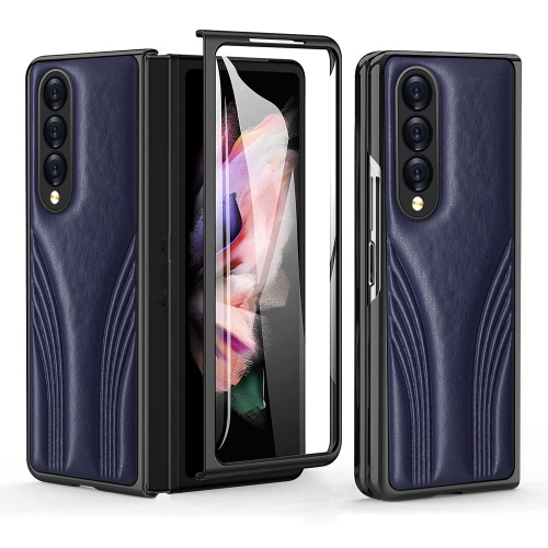 

For Samsung Galaxy Z Fold4 Embossed Folding Phone Case(Blue)
