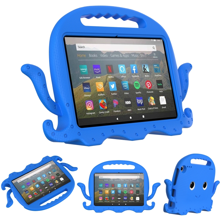 

For Amazon Kindle Fire HD 8 / HD 8 Plus Octopus EVA Shockproof Tablet Case with Screen Film & Shoulder Strap(Blue)