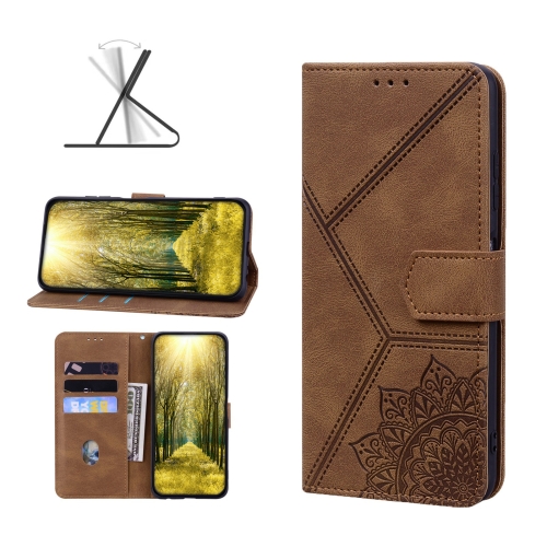 

For Xiaomi Redmi 10A Geometric Mandala Embossed Leather Phone Case(Brown)