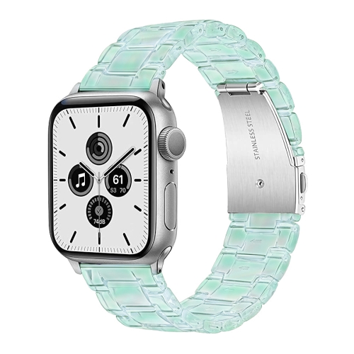 

Plastic Colorful Three-Bead Watch Band For Apple Watch Ultra 49mm / Series 8&7 45mm / SE 2&6&SE&5&4 44mm / 3&2&1 42mm(Gradient Green)