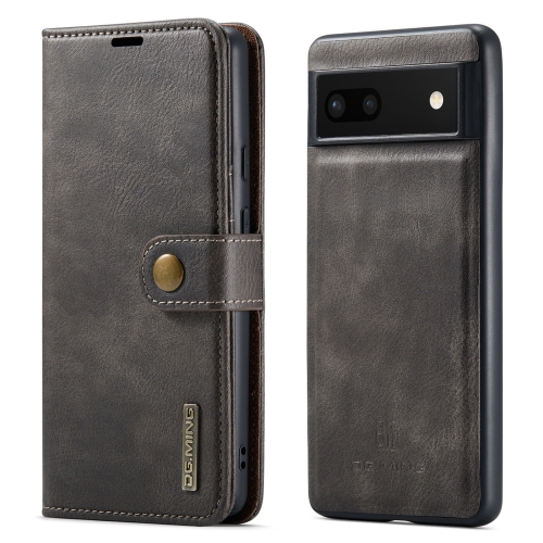 

For Google Pixel 6A DG.MING Crazy Horse Texture Detachable Magnetic Leather Phone Case(Grey)