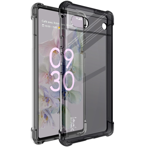 

For Google Pixel 6a IMAK All-inclusive Shockproof Airbag TPU Phone Case with Screen Protector(Transparent Black)