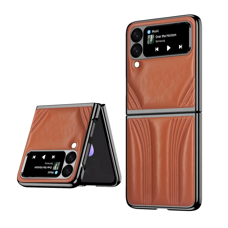 

For Samsung Galaxy Z Flip3 5G GKK Car Design PC+ Leather Texture Phone Case(Brown)