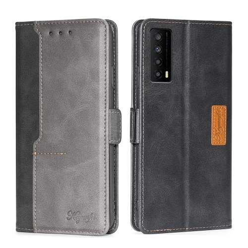 

For TCL Stylus 5G Contrast Color Side Buckle Leather Phone Case(Black + Grey)