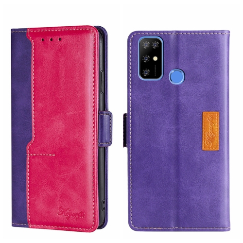 

For Doogee X96 Pro Contrast Color Side Buckle Leather Phone Case(Purple + Rose Red)
