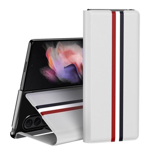 

For Samsung Galaxy Z Fold4 Lychee Texture PU Card Slot Leather Case with Holder(White)