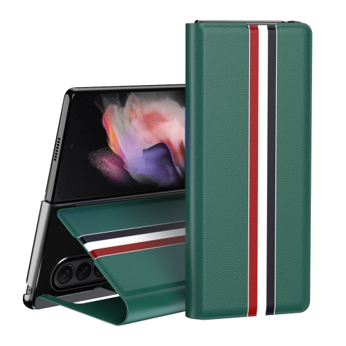 

For Samsung Galaxy Z Fold4 Lychee Texture PU Card Slot Leather Case with Holder(Green)