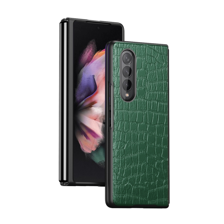 

For Samsung Galaxy Z Fold4 Crocodile Texture Leather Folding Protective Case(Green)