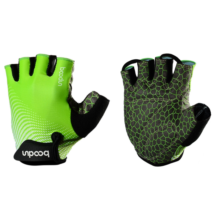 

BOODUN 1096 Non-slip Wear-resistant Breathable Fitness Sports Silicone Gloves, Size:S(Green)