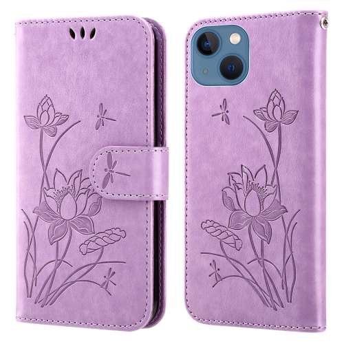 

Lotus Embossed Leather Phone Case For iPhone 14 / 13(Purple)