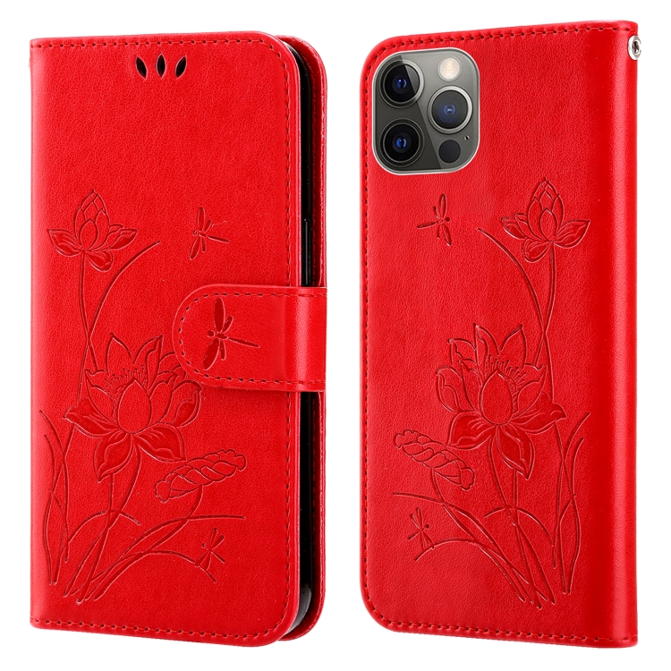 

Lotus Embossed Leather Phone Case For iPhone 14 Pro(Red)