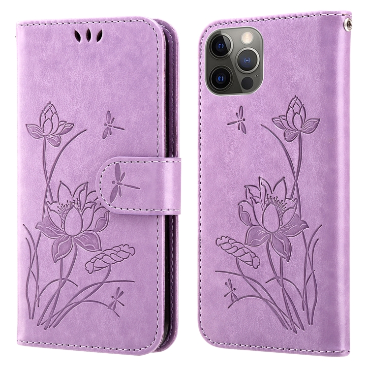 

Lotus Embossed Leather Phone Case For iPhone 14 Pro Max(Purple)