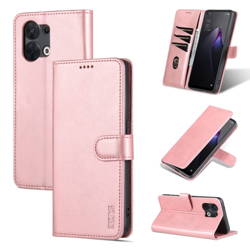 

For OPPO Reno8 Pro AZNS Skin Feel Calf Texture Flip Leather Phone Case(Rose Gold)