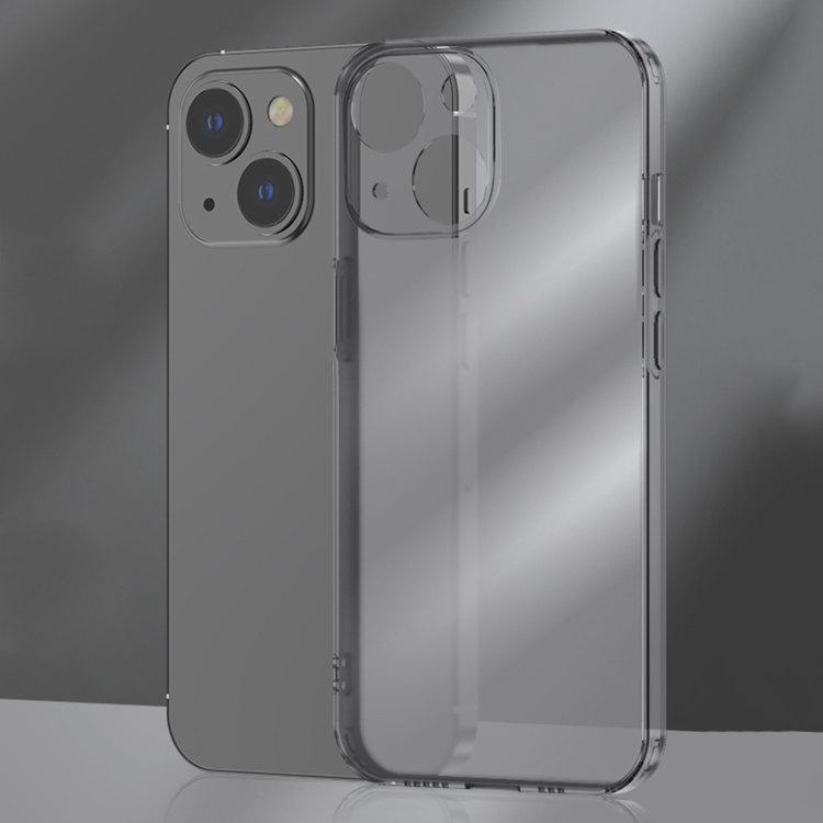 

Frosted TPU + Glass Phone Case For iPhone 14(Transparent Black)