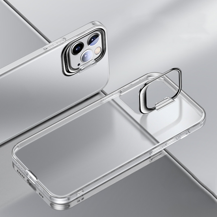 

For iPhone 14 Pro Metal Lens Cover Holder Phone Case(White)