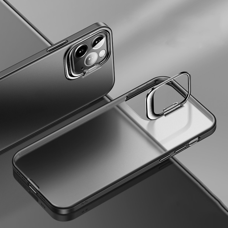 

Metal Lens Cover Holder Phone Case For iPhone 14 Pro(Black)
