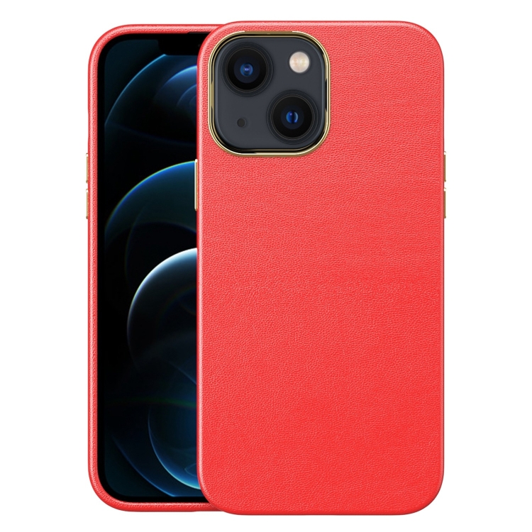 

Electroplating Skin Texture PC + TPU Phone Case For iPhone 14(Red)