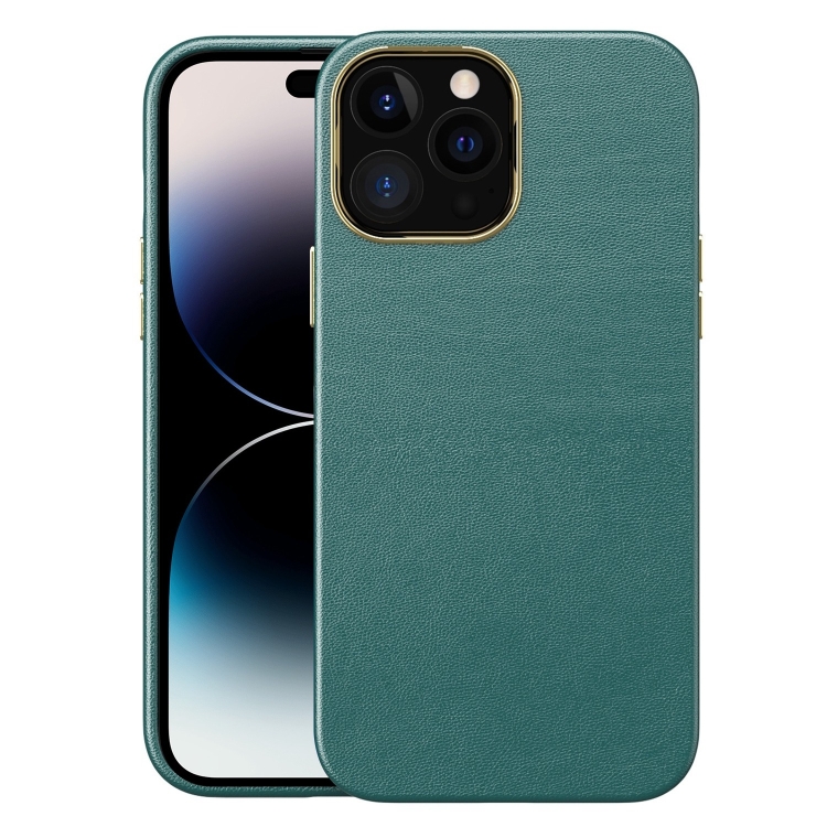 

Electroplating Skin Texture PC + TPU Phone Case For iPhone 14 Pro Max(Green)