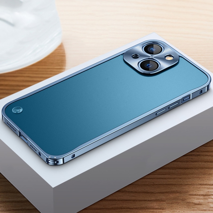 

Metal Frame + Frosted PC Phone Case For iPhone 14(Blue)