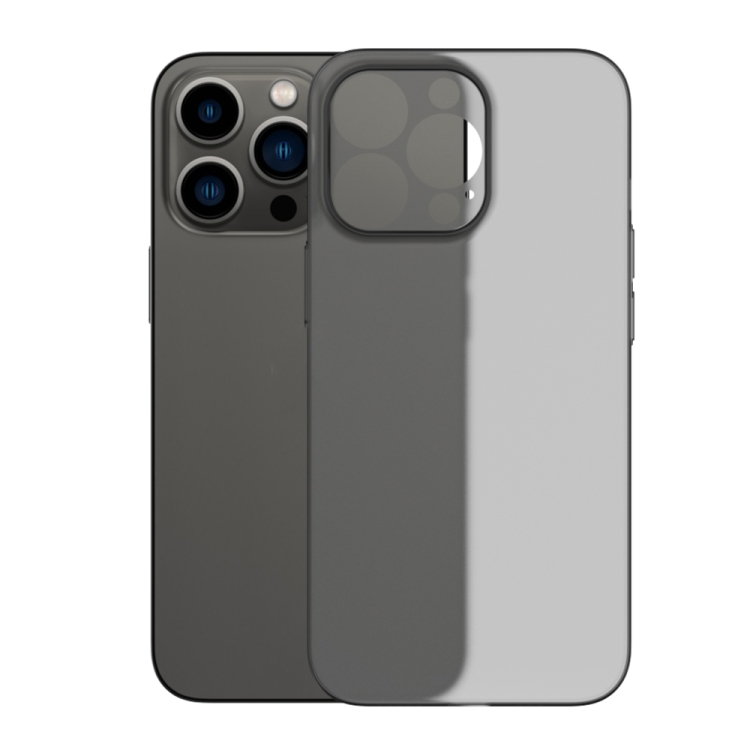 

For iPhone 14 Pro Max Frosted PC Shockproof Phone Case (Transparent Black)