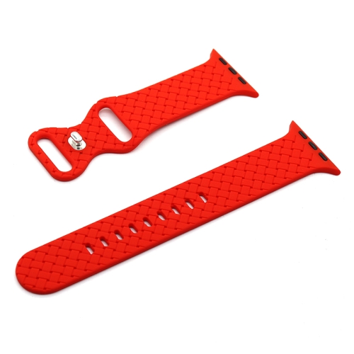 

Weave Texture Watch Band For Apple Watch Ultra 49mm / Series 8&7 45mm / SE 2&6&SE&5&4 44mm / 3&2&1 42mm(Red)