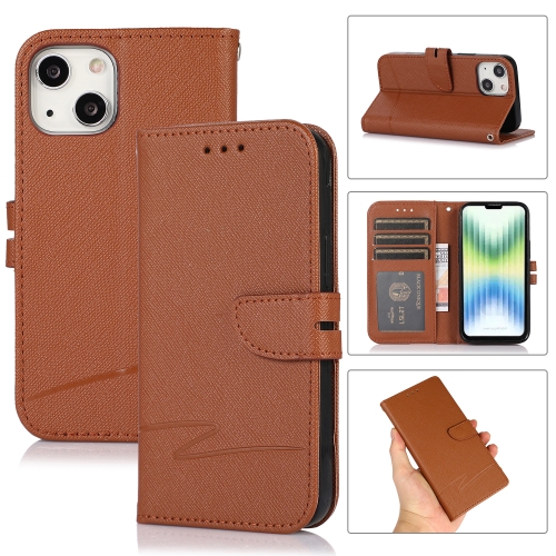 

Cross Texture Horizontal Flip Leather Phone Case For iPhone 14 Max(Brown)