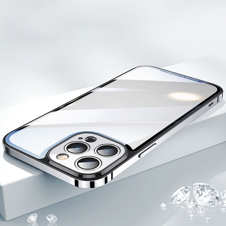 

AG HD Glass + Metal Frame Phone Case For iPhone 14 Pro(Silver)