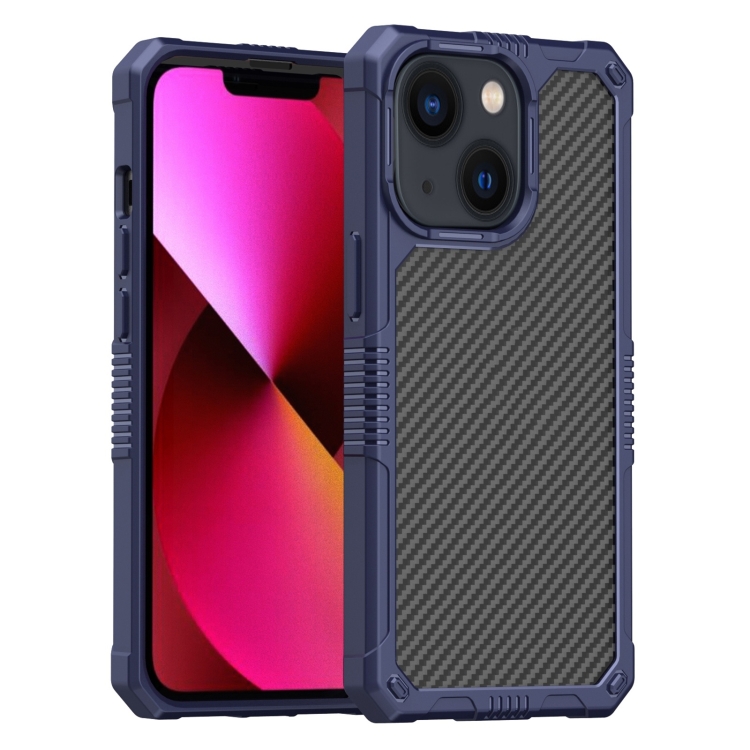 

Carbon Fiber Shockproof Phone Case For iPhone 14(Blue)