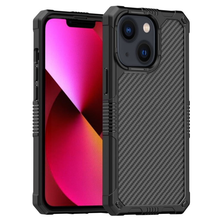 

For iPhone 14 Carbon Fiber Shockproof Phone Case (Black)