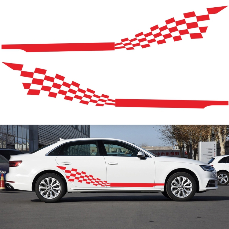 

2 PCS/Set D-944 Striped Plaid Pattern Car Modified Decorative Sticker(Red)