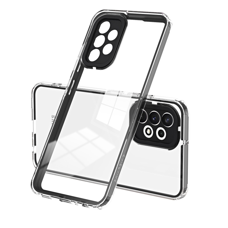 

For Samsung Galaxy A32 4G 3 in 1 Clear TPU Color PC Frame Phone Case(Black)
