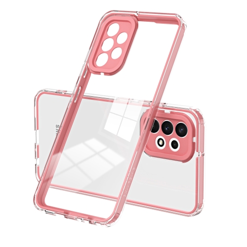 

For Samsung Galaxy A33 5G 3 in 1 Clear TPU Color PC Frame Phone Case(Pink)