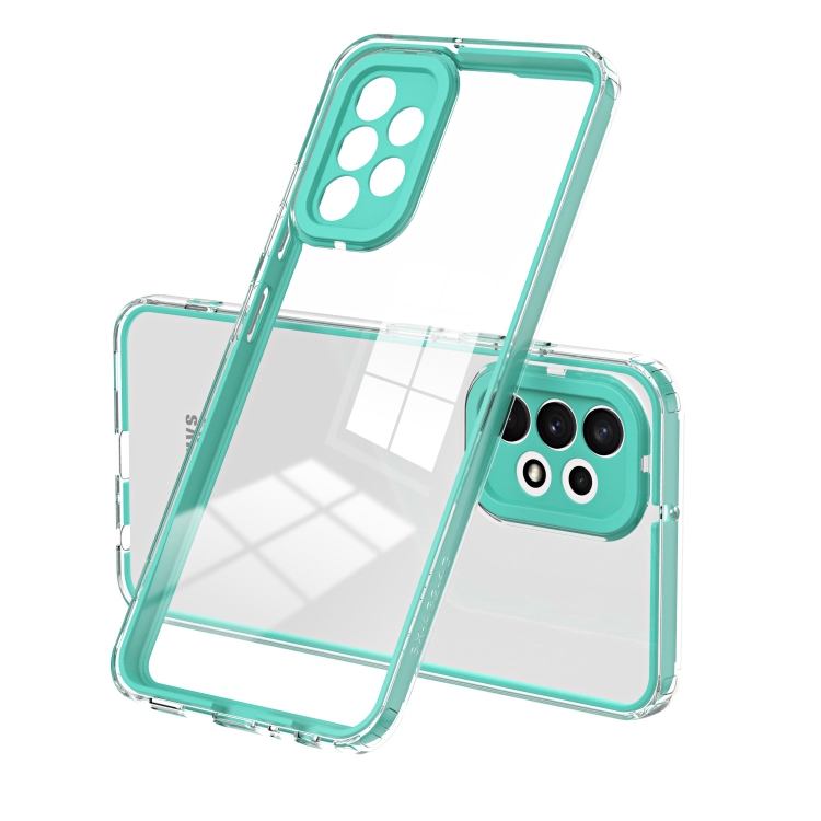 

For Samsung Galaxy A73 5G 3 in 1 Clear TPU Color PC Frame Phone Case(Light Green)