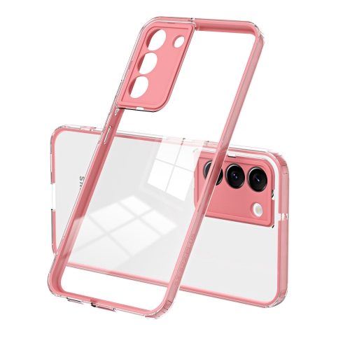 

For Samsung Galaxy S22 5G 3 in 1 Clear TPU Color PC Frame Phone Case(Pink)